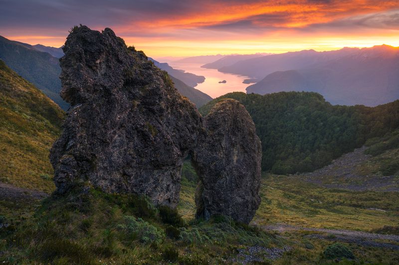 Fiordland 'Roman Arch' sunset by William Patino Photography